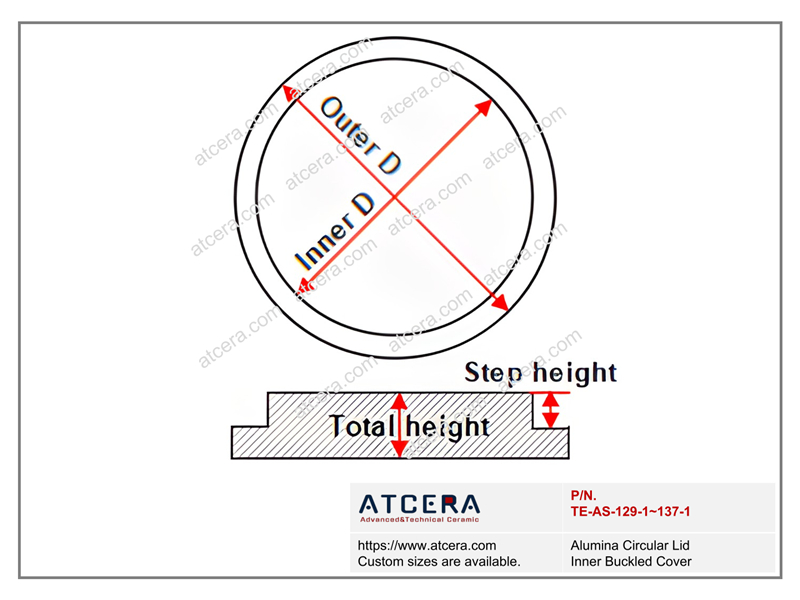 Drawing of Alumina Circular Lid Inner Buckled Cover