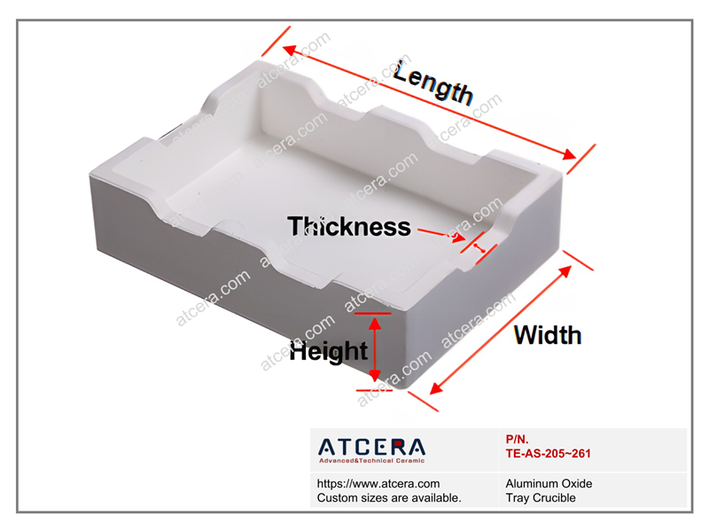 Drawing of Aluminum Oxide Tray Crucible