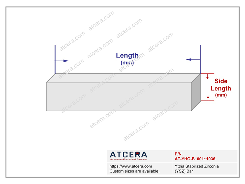 Drawing of Yttria Stabilized Zirconia (YSZ) Bar