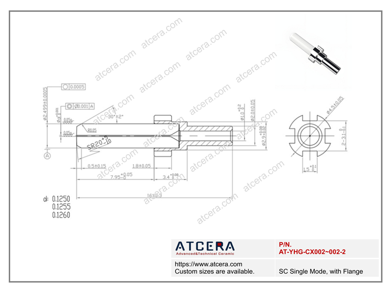 Drawing of SC Single Mode, with Flange