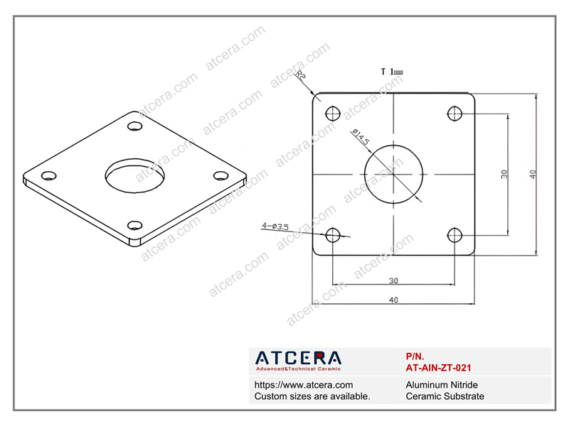 Drawing of AlN Substrate AT-AIN-ZT-021
