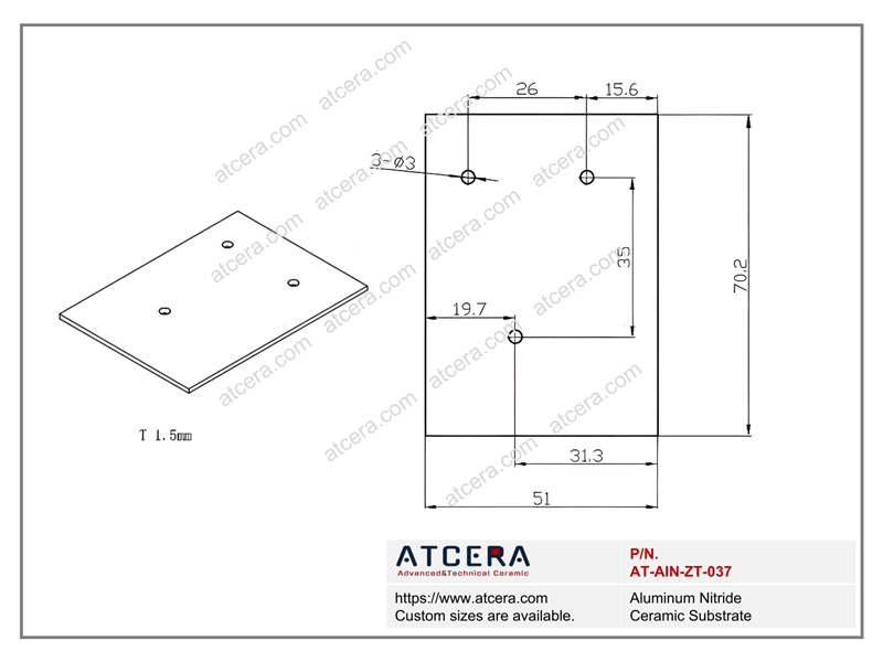 Drawing of AlN Substrate AT-AIN-ZT-037