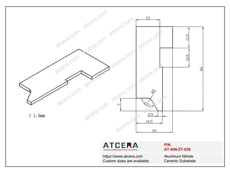 Drawing of AlN Substrate AT-AIN-ZT-026