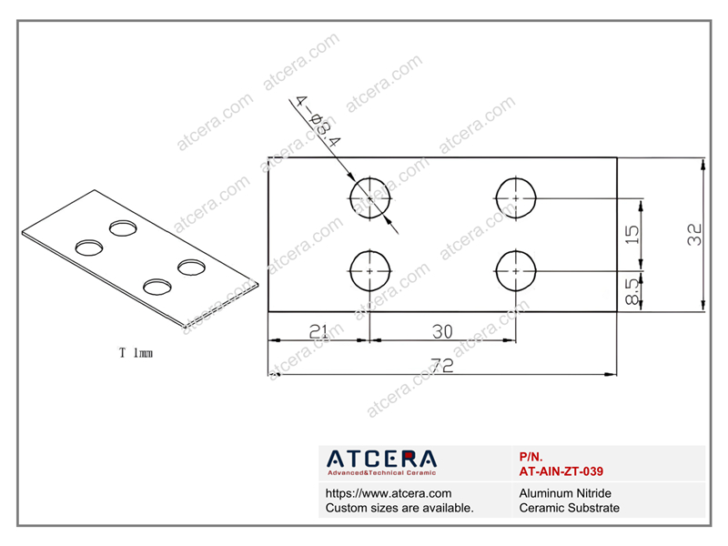 Drawing of AlN Substrate AT-AIN-ZT-039
